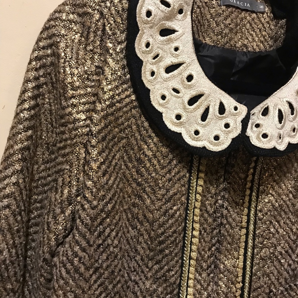 GRACIA - gold lurex jacket with removable collar